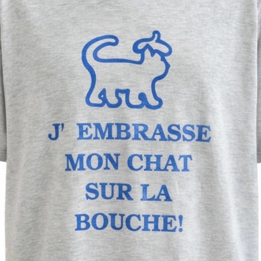 1990s “I Kiss My Cat on the Mouth” French Cat Core Tee – XXL Made in USA